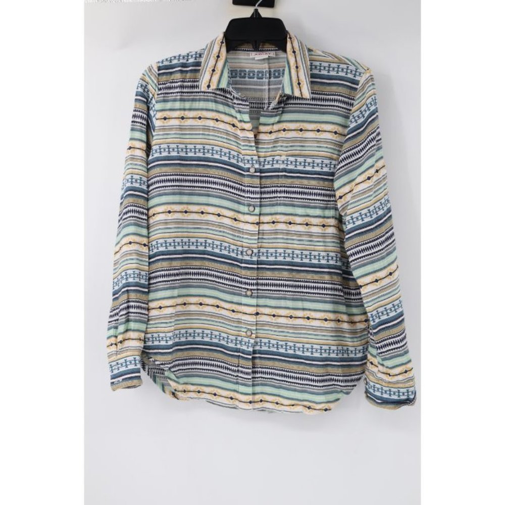 Ariat Shirt Womens Small Aztec Striped Button Up Cotton Long Sleeve flannel